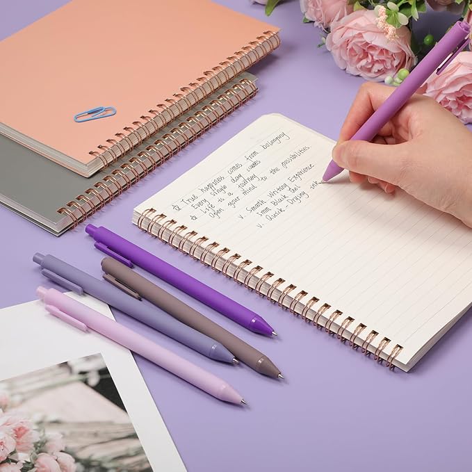 Crtiin 30 Pcs Gel Pens Bulk, 0.5mm Fine Point Black Ink Pens, Retractable Smooth Writing Quick Dry, Colored Aesthetic for School Office Journaling Teacher Appreciation Mother Day (Purple Series)