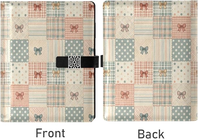 Polka Dot Plaid Bows A5 Binder 6 Ring Refillable PU Leather Notebook Journal with Magnetic Buckle Closure Loose Leaf Travel Office Planner Budget Binder Notepad Portfolio, Cute