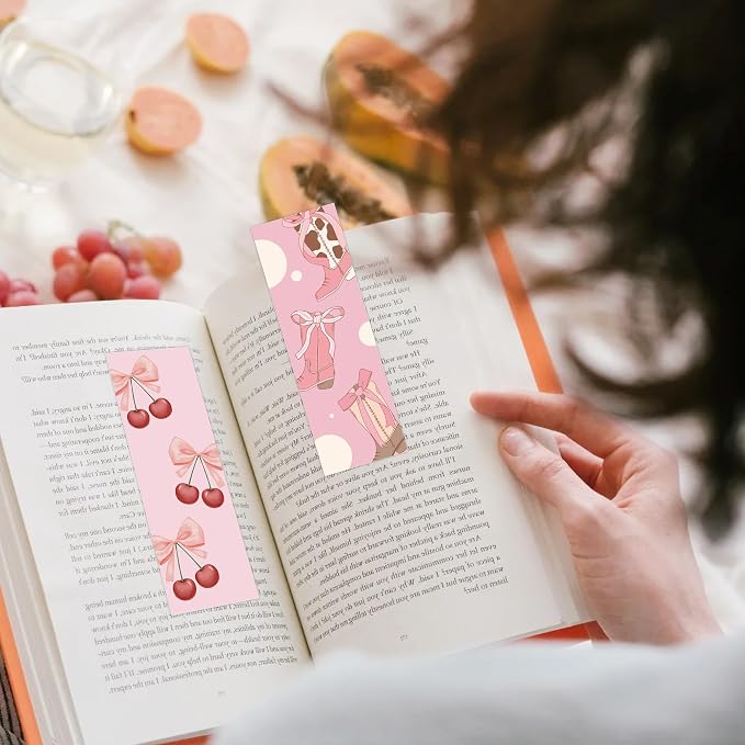 Coquette Aesthetic Bookmarks, 100 Pcs Pink Bow Girly Book Marks, Bookish Gifts for Reading Women Book Lovers