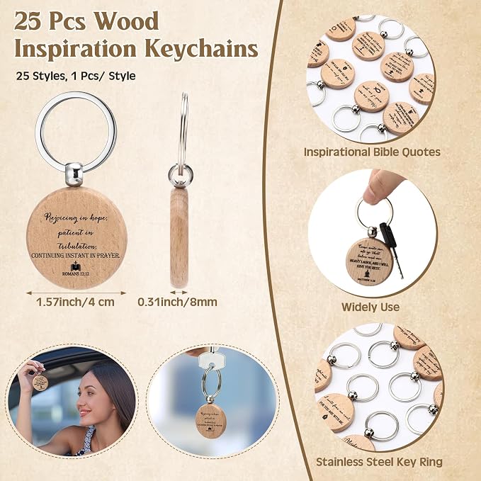 Feifeiya 25 Sets Father's Day Christian Gifts Bulk for Men Bible Verse Pens Keychains Emergency Number Bookmarks Religious Gift Party Favors for Father Pastor Church Baptism Sunday School(Mixed Color)