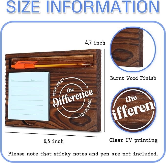 Never Forget The Difference You’ve Made Self-Stick Note Pad Holder, Meaningful Appreciation Gift for Teachers Nurses Caregivers Mentors Functional Organizer, Work Desk Retro Note Pad Holder SDZ307