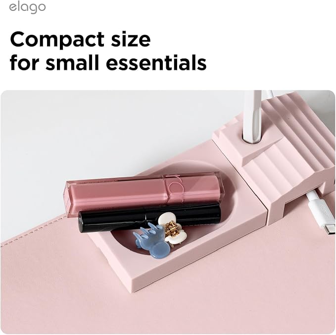 elago Smart Magnetic Desk Mat Pencil Tray – Soft Silicone Organizer for Office Supplies, AirPods, Glasses, Pens – Noise-Free, Non-Slip, Washable, Item for Desk Management [Small] (Lovely Pink)
