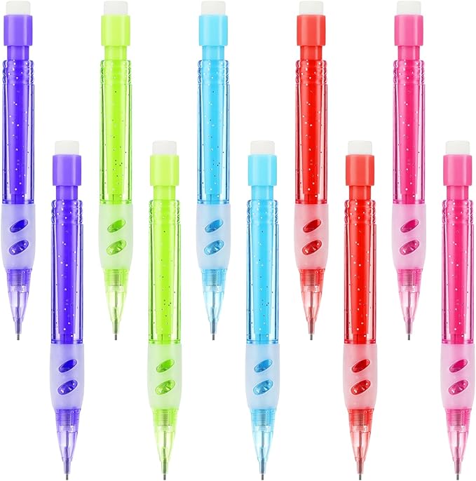 Mabor 10 PCS Mini Mechanical Pencils 0.7mm Automatic With Eraser for High School Students - Office Supplies for Writing & Drawing