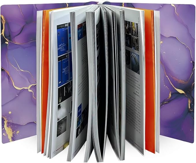 Dreaweet Purple Marble Print Book Sleeve Cover for Hardbook,Book Accessories Hard Books Cover for Paperback,Washable Fabric,Book Protector Book Case for Women Girls