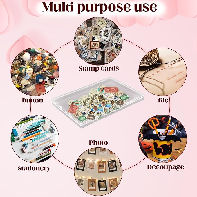 Nsmykhg A5 Clear Project Case 10 Pack, Scrapbook Paper & Photo Storage Box, Plastic File Organizer, Document Case & Magazine Protectors, A5 Stamp & sticker Storage Box, 8.6x6.1x0.7 Inches