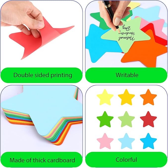 72 Pieces Color Star Cutouts for Bulletin Board, 6 Inches Large Paper Star Stickers Confetti Star Cut Outs for Bulletin Board Classroom Wall Party Decoration Supply (9 Colors)