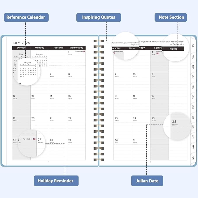 Academic Planner 2026-2027, Weekly and Monthly Agenda Planner, Daily Calendar Planning Notebook (July 2026 - June 2035), School Teacher Student Supplies, 8.5" x 11", Soft Blue