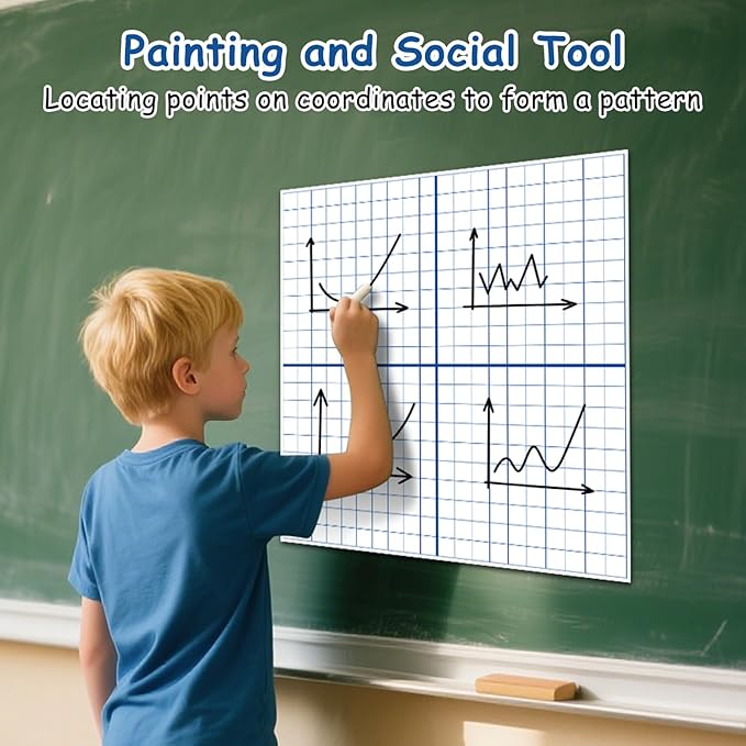 Magnetic Dry Erase Grid, 26"x26" - Reusable XY Coordinate Graph Board for Math Graphing, Classroom & Homeschool Learning, Write-On & Wipe-Off, Ideal for Students & Educators