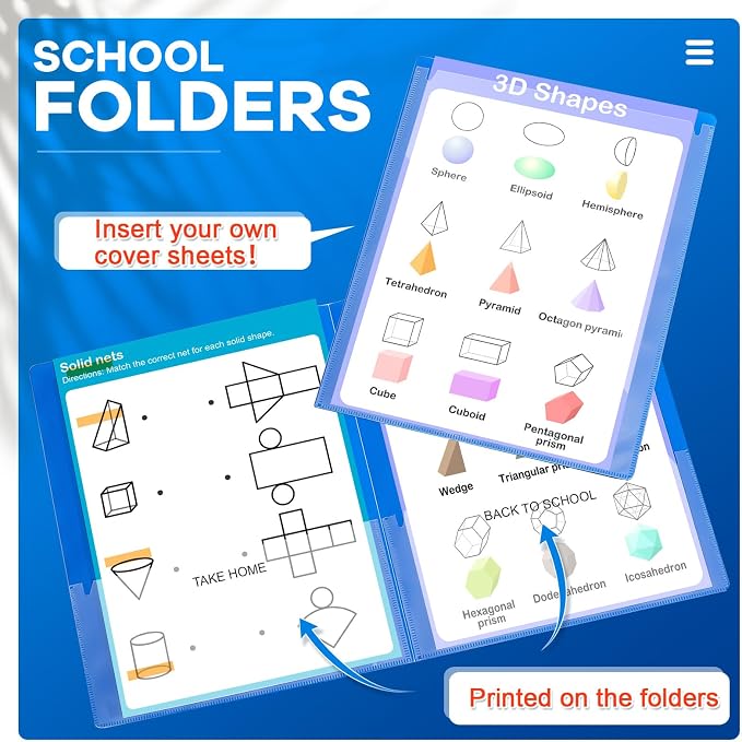 Henoyso 24 Pcs Folders with Pocket School to Home Folder Heavy Duty 2 Pocket Homework Folders with Clear Front Pockets for School Students Parent Teacher Communication (Blue)