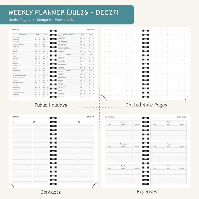BEZEND Pocket Planner 2026-2027 Weekly and Monthly (3.5" x 6") 18 Months Small Academic Calendar (Jul 26-Dec 27) for Students, Work & Home, Storage Pocket, Spiral PU Leather Softcover -Black