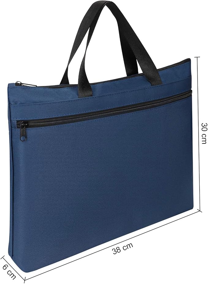 Ibluelover Portable Business Briefcase Zipper Bag Waterproof Durable A4 File Folder Bag Lightweight Carrying Case Handbag File Storage Organizer Holder for Office Meetings Travel