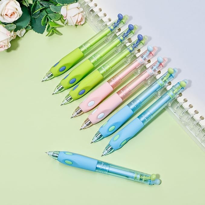 M&G Cute 8 Pcs Erasable Pens, 0.5mm Fine Point Retractable Erasable Gel Blue Ink Pen, Smooth Writing Comfortable Grip Gel Pens with Erasers for Journaling Note-Taking Crossword Puzzles Supplies