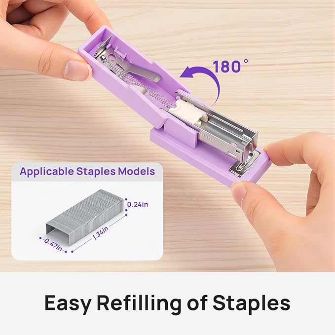Mini Stapler with 2000 Staples, 30 Sheet Capacity, Jam-Free Small Desktop Stapler with Staple Remover, Cute Desk Stapler for Office, School and Home (Purple)