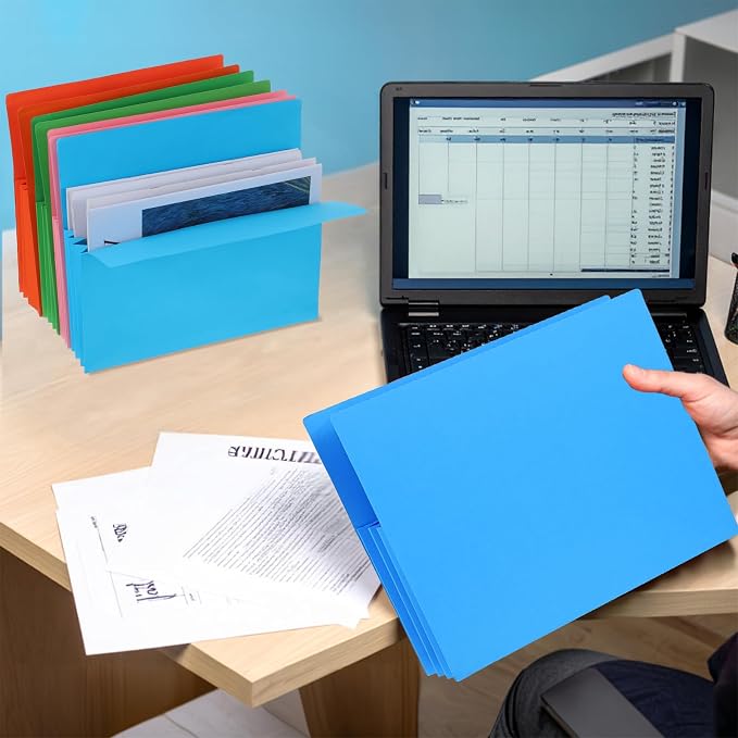 8 Pcs Expanding File Pockets, Letter Size, Accordion File Folders, 4.7 Inch Expandable Pockets, Assorted Colors