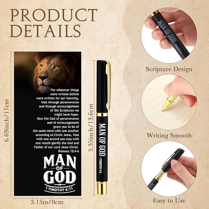 Skyygemm 50 Sets Fathers Day Christian Gifts for Church Man of God Gifts Bulk Bible Verse Pens Leather Bookmarks Religious Cards Appreciation Gift for Church Men Pastor Dad Godfather Clergy