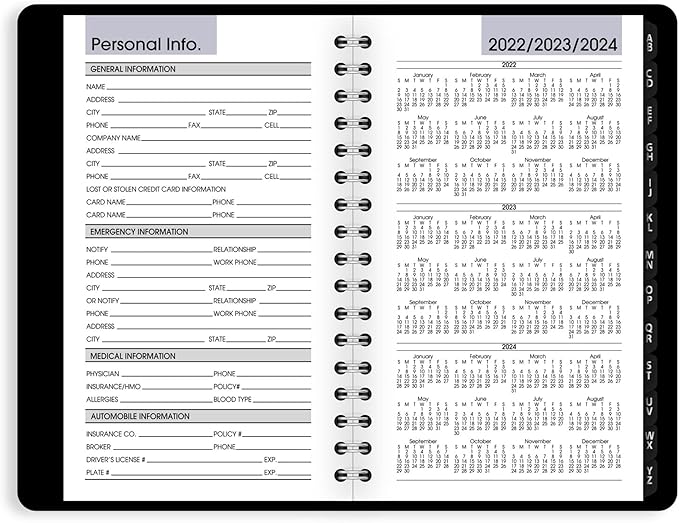 AT-A-GLANCE 2023 Weekly Planner, DayMinder, Hourly Appointment Book, 3-1/2 x 6", Pocket Size, Tabbed Telephone/Address Pages, Texture Cover, Black (G25000)