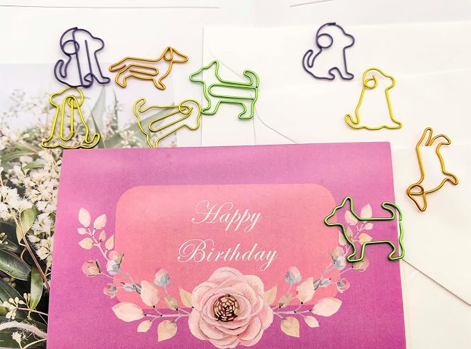 Cute Paper Clips Dog Shaped Decorative Bookmark Clips, Funny Gifts for Dog Lovers Coworkers Women, Mothers Day Teacher Appreciation Gifts, 60 PCS
