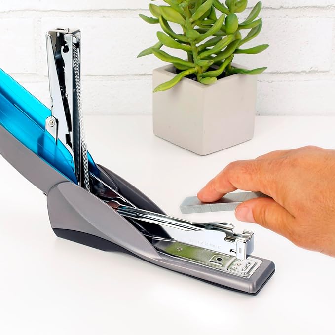 Swingline Stapler, 25 Sheet Capacity, Optima 25, Jam Free, Reduced Effort, Soft Grip, Blue and Gray (66404) (Pack of 6)
