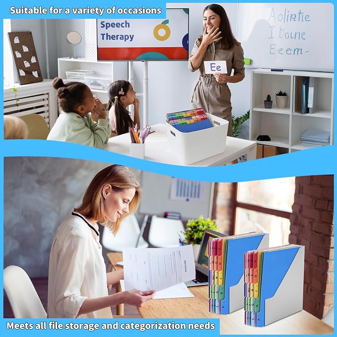 1 Set 25 Pcs Alphabetical File Organizer 25 Colors A-Z Top Tab Alphabet File Cabinet Dividers Letter-Size 1/5 Cut Tab File Folder Guide 500 GSM Heavyweight Manila Cardboard for Office Home School Desk