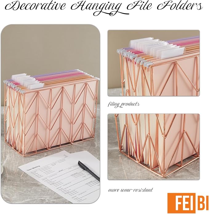 12 Pack Hanging Folder File Cabinet Organizer Letter Size 1/5 Cut Adjustable Label Decoration Home Office School Classroom, Macaron Color