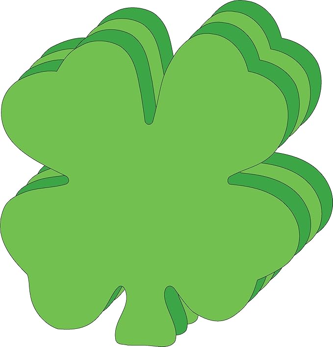 SHAPES ETC. 15 Pcs Green Assorted Four Leaf Clover Foam Cut-Outs 5.5in, Foam Shapes, St. Patrick's Day, Bulletin Board Decorations, DIY Crafts, Irish Spirit, Wall Cutouts, Made in USA