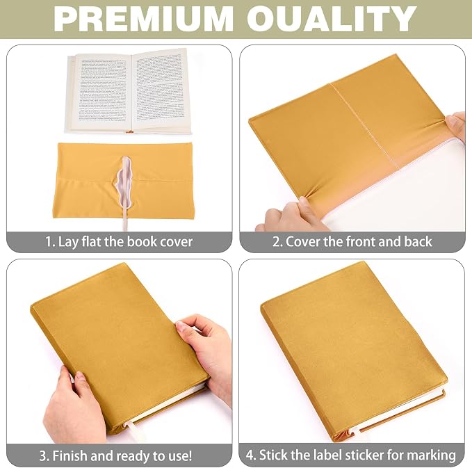 Gilprop 6 Pack Stretchable Book Covers 9-11 Inch Colored Fabric Reusable Book Protector Sleeve for Hardcovers Textbook Protection Supplies(Boho Color)
