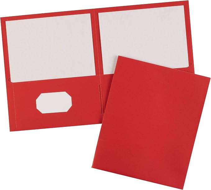 Avery Two Pocket Folders, Holds up to 40 Sheets, Business Card Slot, 25 Red Folders (47989)