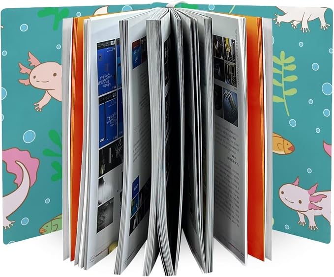 Dreaweet Axolotl Cartoon Book Covers for Girls Boys Kids Stretchable Book Sleeve Protector 9 x 11 Inch Hardcover Book Socks Back to School Gifts