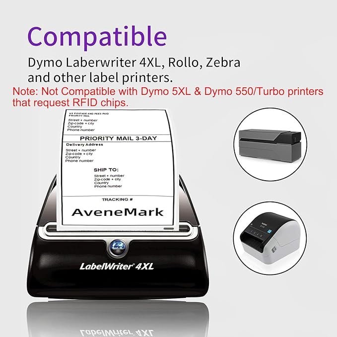 AveneMark 12 Rolls Compatible DYMO 30256 (2-5/16" x 4") Direct Thermal Labels - 3600 Labels