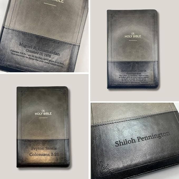 Personalized KJV Deluxe Standard Print King James Version Faux Leather Holy Bible with Thumb Index and Zippered Closure, Custom Name Includes Up to 3 Rows of Text with Red Letter Edition