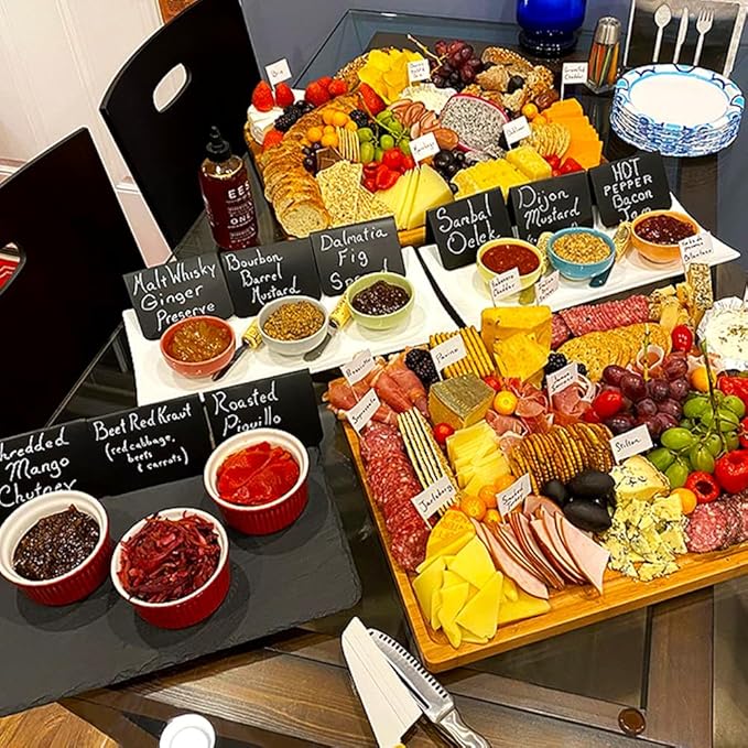 30 Pack Food Labels for Party Buffet, 4x3 Inches Mini Chalk Board Signs, Reusable Food Labels, Buffet Display, Name Tag
