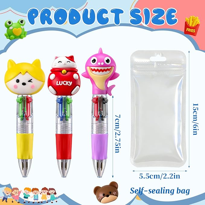 26Pcs Mini Multicolor Pen in One 4-in-1 Cute Pens Bulk,Kawaii Ballpoint Pens for Classroom Gifts Birthdays and Parties
