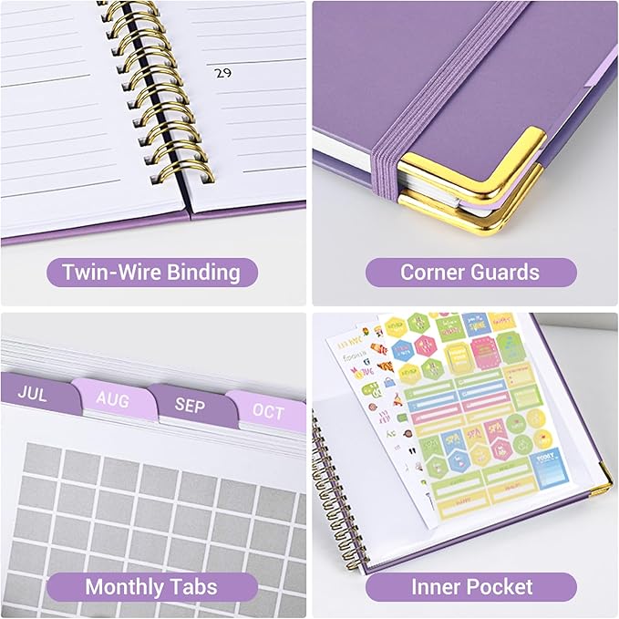 Academic Planner 2026-2027 (8.5" x 11") - Weekly & Monthly Planner (Jul. 2026 - Jun. 2027), Column View Calendar Organizers, Hardcover Agenda Book with Tabs for Office & School, Purple