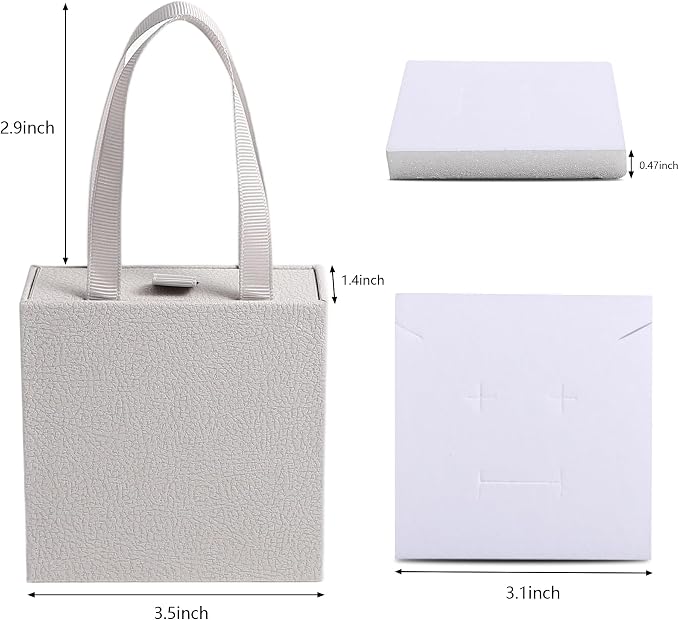 40 pcs paper boxes 9 x 9 x 3.5 cm, grey luxury gift storage, jewelry gift storage box for earrings necklaces bracelets rings