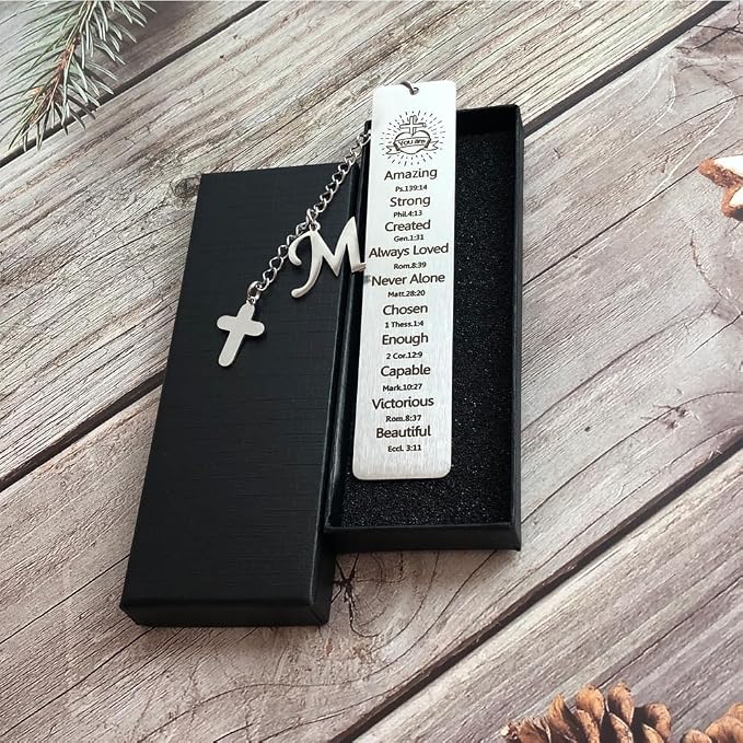 Bible Bookmark for Women Book Lovers Sister Christian Book Marker Gifts for Reader Teens Girls Baptism Birthday Christmas Gift for Coworker Students Bookish Easter Gifts (Silver-M)