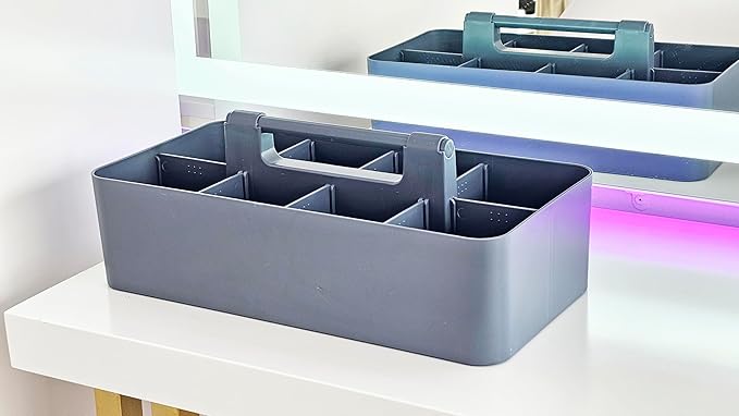 Portable Caddy Organizer - Stackable Plastic Caddy with Handle | Desk, Makeup, Dorm Caddy, Classroom Art Organizers (Made In Usa) (Mint/Pink/Lavender/Gray)