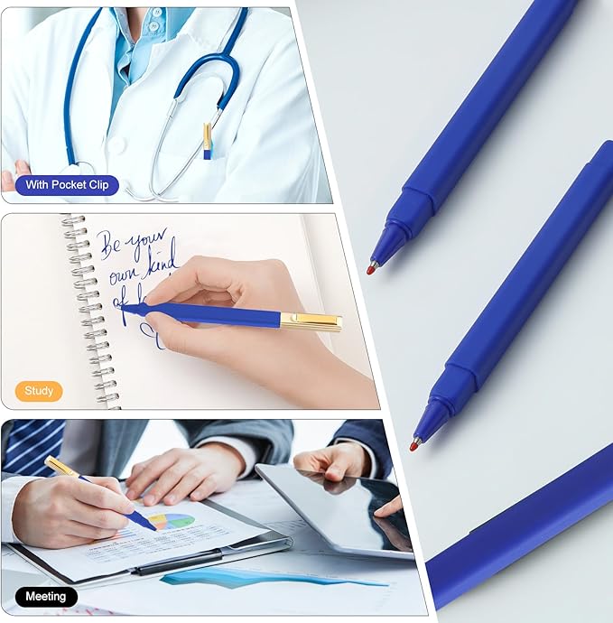 12 Pack Gel Pens Blue 0.5mm Medium Point Blue Gel Ink Pens with Cap Quick Drying Ballpoint Pen Smooth Writing Fine Point Pen for Journaling School Office Supplies
