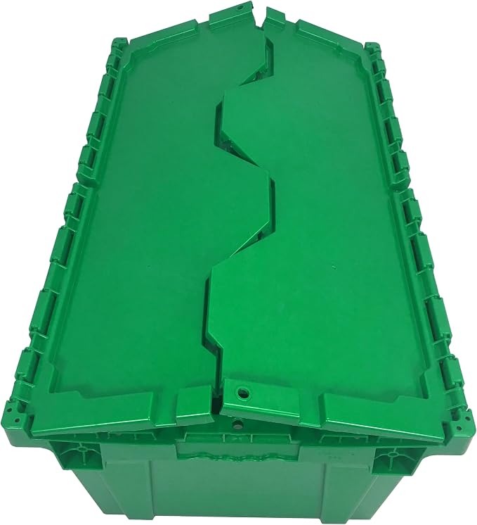 UBOXES UOFFICE Storage Packing Crates, 5 Pack Green Totes 27" x 17" x 12", Plastic Storage Crates, Green Crates, Crates For Packing & Storage, Moving Storage Crates, Plastic Crates With Lids
