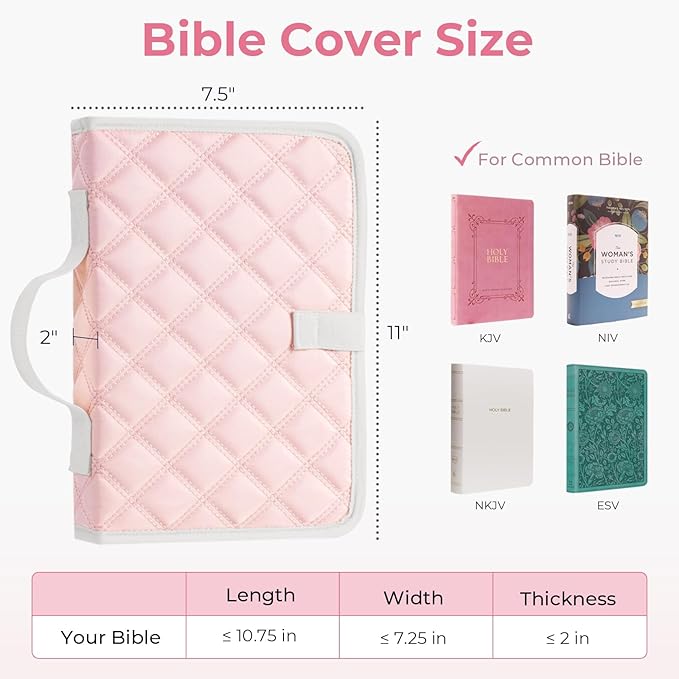 Nicpro Large Bible Bag with Bible Cover Case for Women, Church Bag with Shoulder Strap,Quilted Cover for Bible Study Supplies Journaling Kit with Tabs Notes Highlighters Pens Christian Gifts for Women
