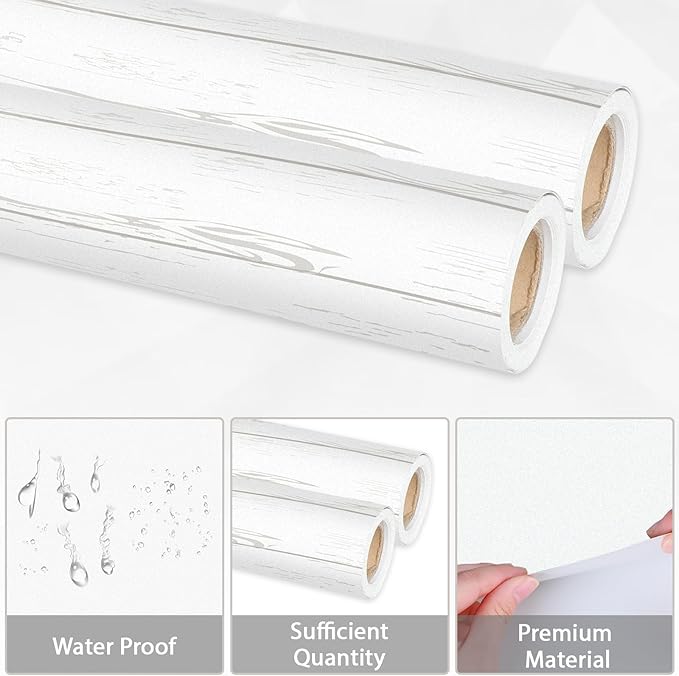 Qyeahkj 2 Rolls White Wood Grain Bulletin Board Paper Roll Outer Space Bulletin Board Background Paper Fade Resistant Classroom Decoration Poster Art Craft Home Wall Education Decoration Supplies 17.7