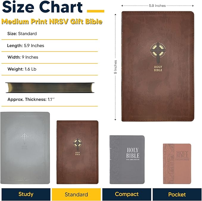 Personalized NRSV Sacraments of Initiation Edition Bible Faux Leather Medium Print Size | Custom with Name, Date or Text | Gift for Catholic and Religious Celebrations | Brown