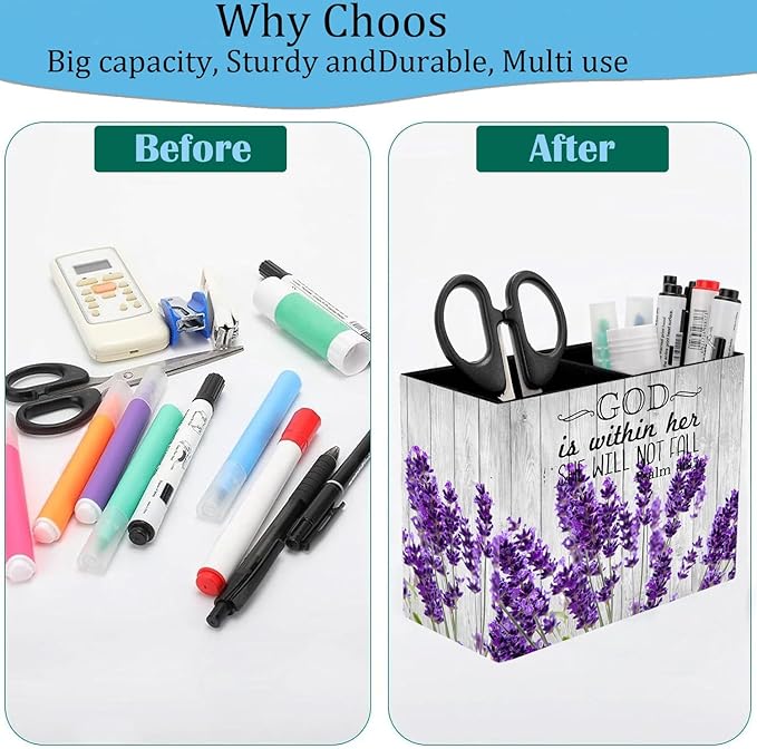 Pen Holder and Anti-Slip Mouse Pad Combination, Makeup Brush Storage Box, Tableware Storage Box, Suitable for Office and Home - Lavender Psalm 46:5