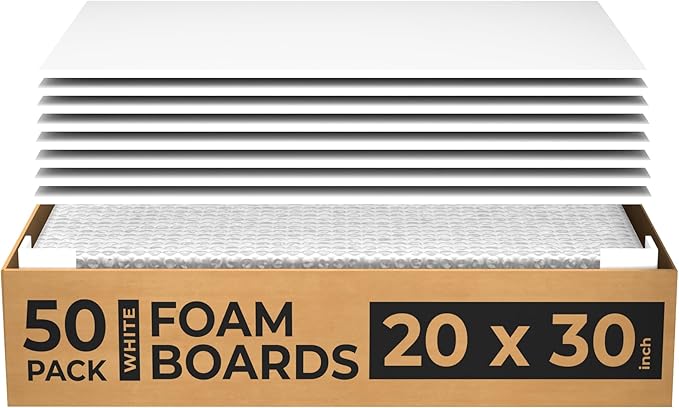 Foam Board, Foam Board 20x30, White Foam Board, Presentation Foam Board, Acid Free Mounting Board, Foam Core, Mounting Foam Board (50)