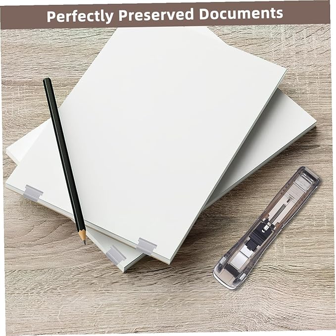 Abaodam Refillable Multi-Function Desktop Stapler with Document Clamp and 200pcs Refill Clips for Office and Classroom File Binding
