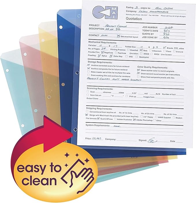 Smead Organized Up Poly Translucent Slash File Jacket, Three-Hole Punched, Letter Size, Assorted Colors, 30 Count