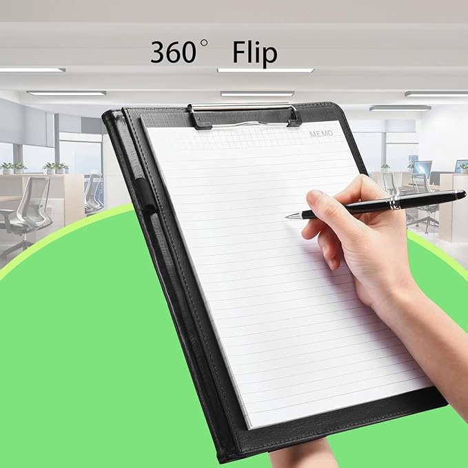 Padfolio Clipboard Folder, A4 Size PU Leather Portfolio Organizer with Cover for A4 Letter Size Notepad, Resume, Writing Pad