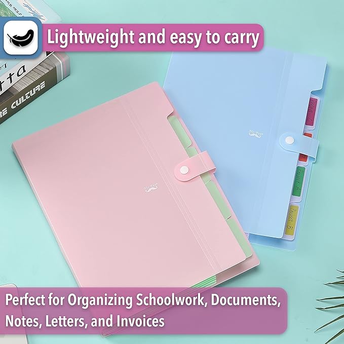 Mr. Pen Expanding File Folder, 2 Pack, 5 Pocket, Accordion Folder with Labels, A4/Letter Size, Waterproof and Tearproof