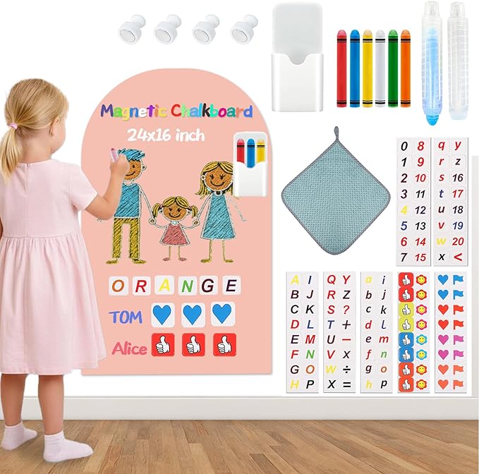 Magnetic Arch Wall Decal for Kids,Upgraded Thickened Magnetic Chalkboard for Most Wall,Suitable for Home Decoration Wallpaper and Children's Game Room (Camel Pink, 16" W x 24" H)