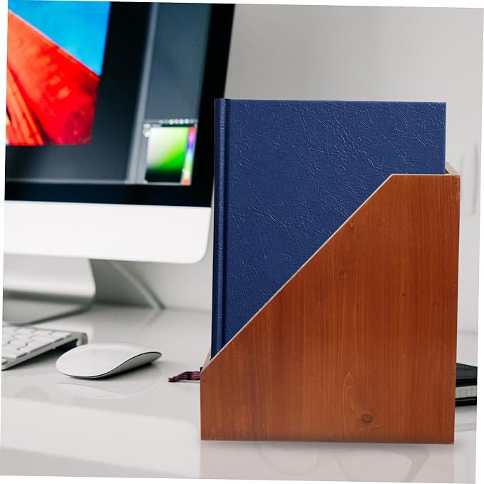 Cabilock Wooden Desk Organizer Lidless Wooden Storage Box for Office Home Capacity File Organizer for Sundries Supplies and Documents Sturdy Solid Wood Construction Clutter Desktop
