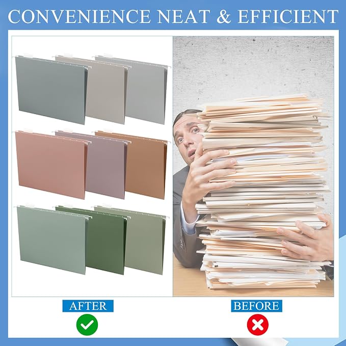 Yaomiao 24 Pcs 11.6 x 9 Inches Decorative Hanging File Folders with Tabs Letter Size File Organizer Multicolor Hanging Folders for Home Classroom Office School Supplies, 12 Color (Morandi Color)